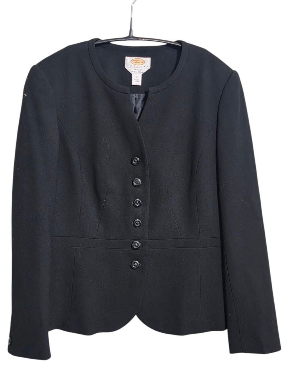 Vintage Talbots Black Wool Blazer Jacket 8P Button Up Corp Office Old Money